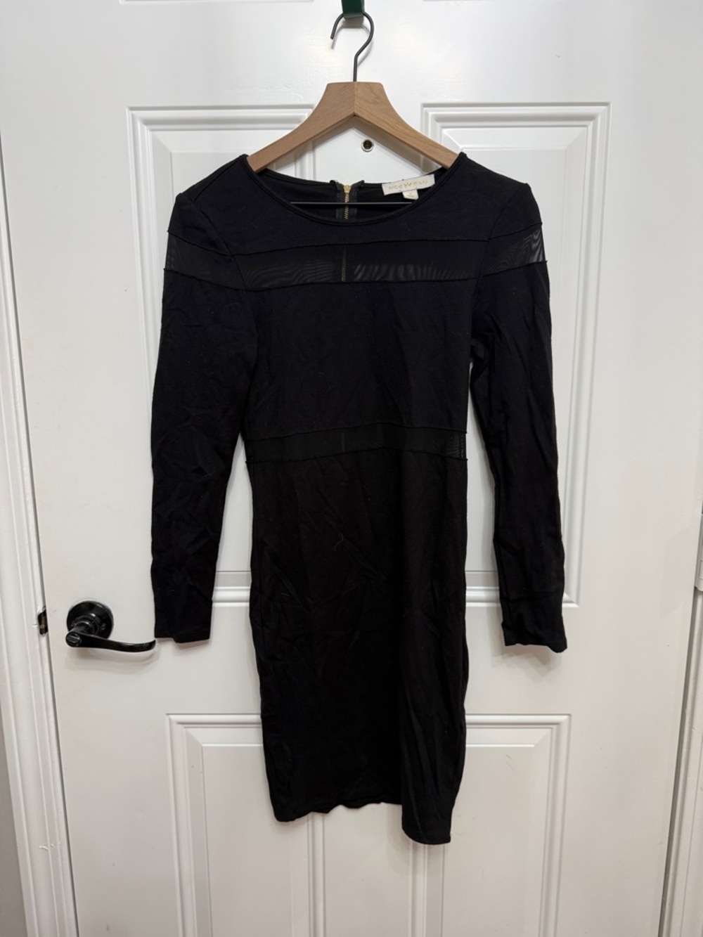 Nicki Minaj Black Long Sleeve Sheath Dress with Mesh Panels